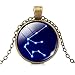 Jiayiqi Bronze 12 Constellation Glass Pendant Chain Necklace