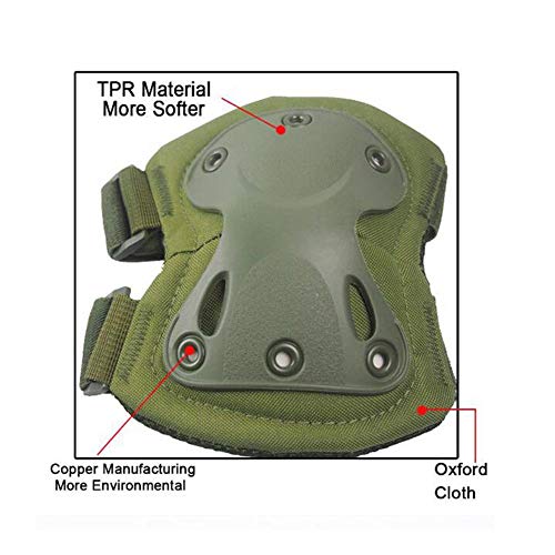 Niome 1 Pair Kneelet and 2 Pcs Elbow Pad Outdoor Tactical Protection Knee Pads Elbow Support Set Military Green