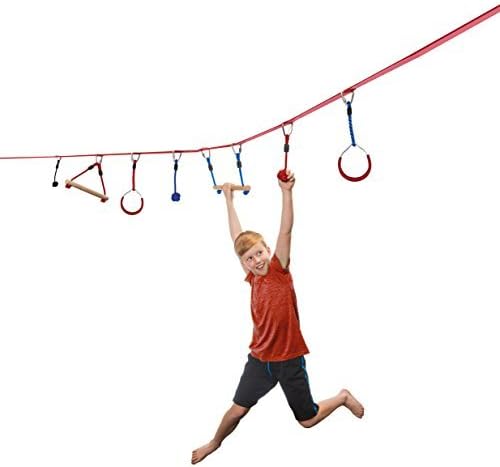 b4Adventure NinjaLine Intro Kit with Seven Hanging Obstacles, Red/Blue, 30' by b4Adventure NinjaLine