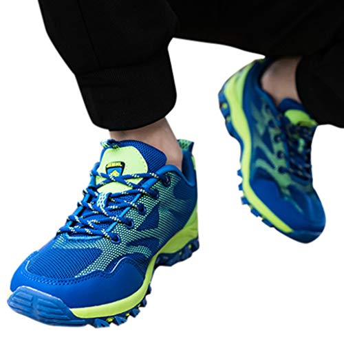 TnaIolral Women and Men Hiking Shoes Breathable Mesh Outdoor Sneaker Running Shoes (US:9, Green) - Thumbnail 3