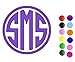 Circle Monogram Vinyl Decal Sticker - Custom Cut with Your Initials, Color & Size - Gloss, Outdoor Use for Car Windows & Cups
