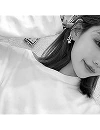 Pendientes de aro con forma de luna y estrella de cristal para mujeres y adolescentes, plata de ley 925, diseño de copo de nieve con diamante asimétrico y circonita cúbica