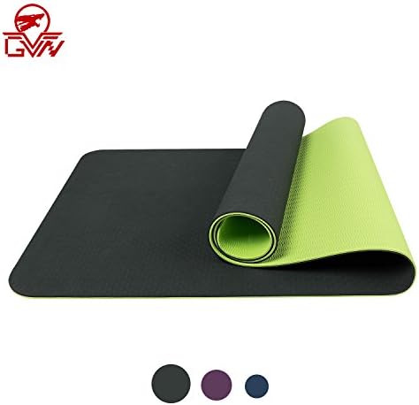 GVN Thick Fitness/Pilates/Yoga Mat with Carrying Strap Non Slip Anti-Tear Eco Friendly TPE Material Exercise Workouts Fitness Mats For Men & Women 72”x24” 6mm