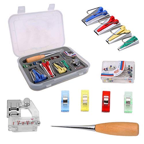 MZY1188 Bias Tape Set,Multifunction Fabric Sewing Tool-60Pcs Sewing Bias Binding Tape Binder Foot Binder Tool