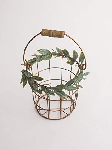 Rustic Flower Girl Basket - Metal Wedding Basket w/Wood Handle - Flower Petal Basket - Rustic Flower Girl Basket by Ragga Wedding