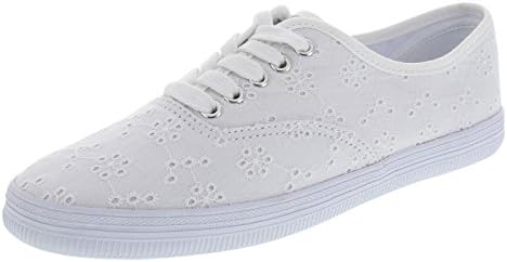 City Sneaks Women's White Eyelet Women's Bal Sneaker 8.5 Regular