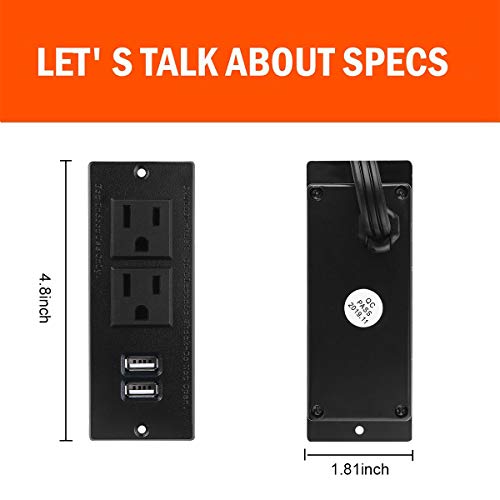 Furniture Recessed Power Strip, Recessed Desk Outlet with USB, in