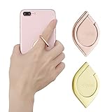 Phone Holder SOYAA 2Pack Finger Ring Stand Water Drop Shape Zinc Alloy 360°C Rotation Cellphone Holder Car Mount Universal Use for Mobilephones and Tablets (Rose+Gold)