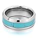 INBLUE Men,Women's Tungsten Ring Band Simulated Turquoise Silver Tone Blue Comfort Fit Wedding