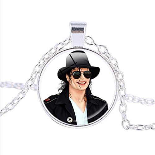 MICHAEL JACKSON - King Of Pop - Bezel Pendant Necklace Silver Plated AMZN36
