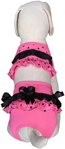 UP-Collection Chic Ruffled Bikini for Pets, Pink/Black, Medium