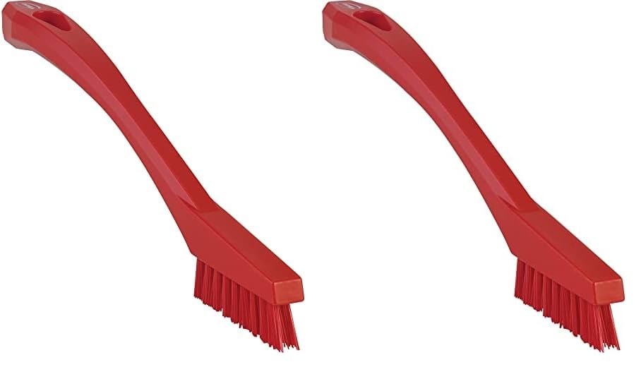 Vikan 44014 Very Hard Detail Brush, Red, 205mm Length, 20mm Width, 40mm Height (Pack of 2)
