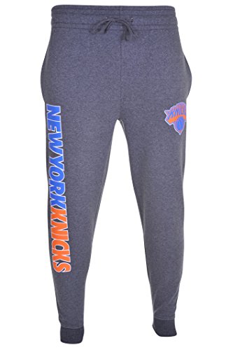 NBA Men's New York Knicks Overtime Active Basic Team Logo Fleece Jogger Pants, XX-Large, Heather Charcoal