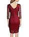 WOOSEA Elegant 3/4 Sleeve Full Flroal Lace Short Cocktail Dress (Medium, Burgundy)