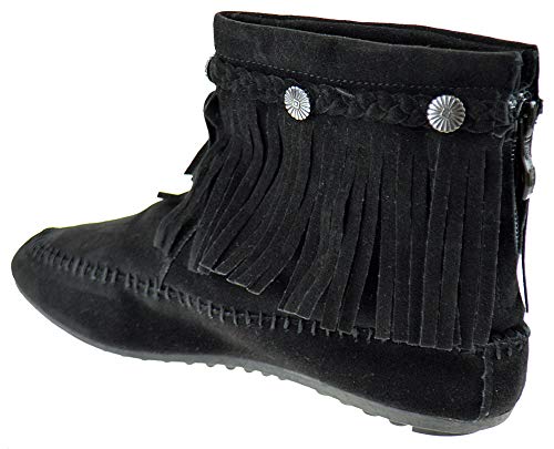 Nature Breeze Cherokee 01 Womens Fringe Moccasin Ankle Booties Black 10