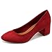 Ollio Women's Shoe Stretch Faux Suede Chunky Heel Pump
