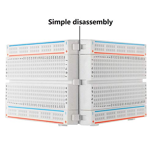 Eiechip Breadboard Solderless Prototype PCB Board with 400 Tie Points Solderless Prototype Kit Universal PCB Bread Board Plus 2 Power Rail and Adhesive Back for Small DIY Kits 3pcs