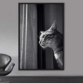 signwin Framed Canvas Wall Art Duotone Cat Animals...