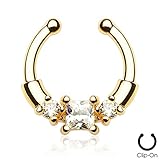 Gold Plated Square Center CZ with Gems 5/16