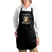 FOECBIR My Patronus is A Penguin  Canvas Kitchen Chef Apron with Pocket Adjustable for Cooking