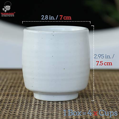 TEANAGOO TC07, Pottery China Tea Cup For W07, 5.8 oz, Ruware, White, 4 pcs/Box