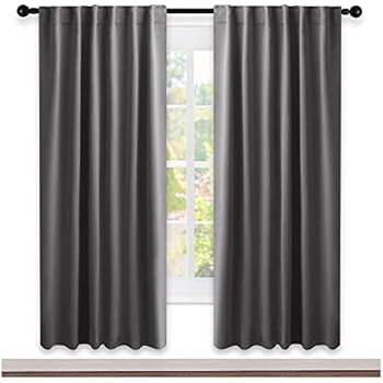 NICETOWN Bedroom Blackout Draperies and Window Treatment- (Gray Color) 52 Width X 72 Length, 2 Panels Set, Solid Blackout Curtain Panels