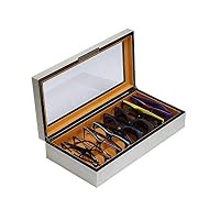 Art Lins Bedford Collection Eyewear Storage Box for Men & Women, Holds 8 Sunglasses Glasses (White)