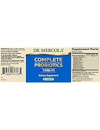 Probioticos completos Dr. Mercola, 60 unidades, 30 porciones, dos veces al día, 70 billones de...