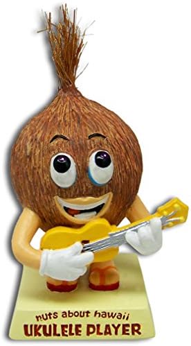 Coconut Ukulele Player Dashboard Doll Bobblehead Nuts About Hawaii Car