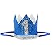 Maticr Glitter First Birthday Crown Baby Boy 1st Bday Party Hat Cake Smash Photo Prop (Tiny Royal & Silver 1)