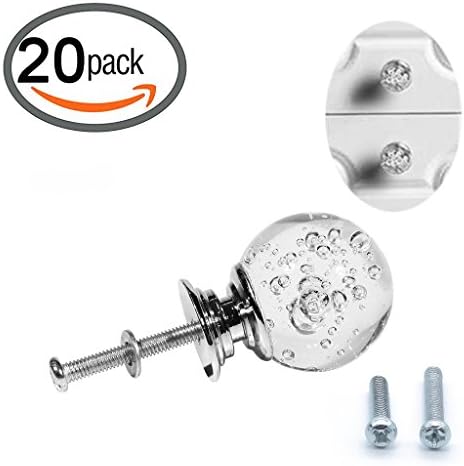 HanLingGG Bubbles Clear Glass Crystal Cabinet Knobs 30mm (1.18inch) Decorative Wardrobe Door Knobs Cupboard Drawer Pull Handle / Glass Dresser Knobs (20 Pcs)