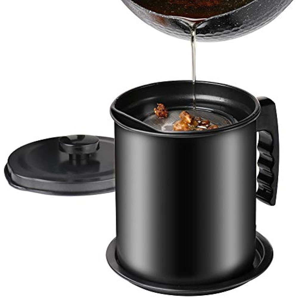 Bacon Food Strainers Grease Container With Fine Mesh Strainer, 1.3 L/5.