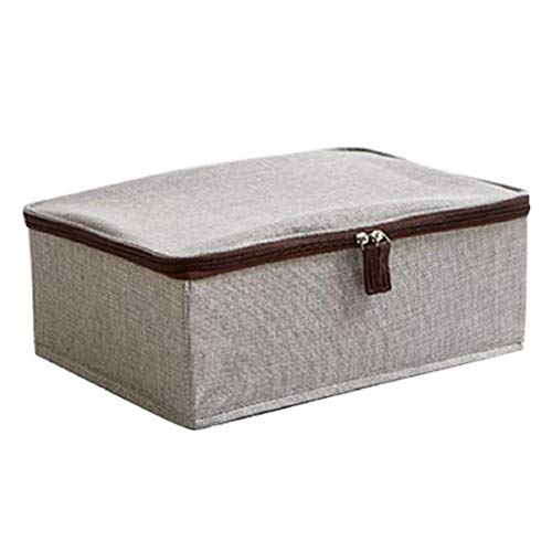 HUABOS Underwear Organizer Bra Drawer Storage Divider Box with Lids and Zipper - Grey