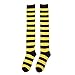 Women’s Extra Long Striped Socks Over Knee High Opaque Stockings (Black & Yellow)