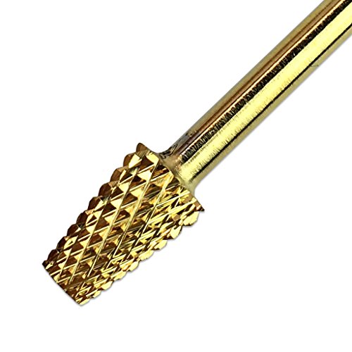 Beauticom 3/32" USA Safety Nail Carbide Bit - Flat Top Tapered Barrel Back Fill Bit for Electric Dremel Drill Machine (CB-14 GOLD)