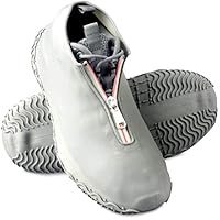 BXIO Silicone Shoe Covers with Zipper, Outdoor Silicone Boots for Men/Women, Waterproof Silicone Overshoes Slip-Resistant for Rainy Day, High Elasticity Rubber Shoe Protectors (Medium, Grey)