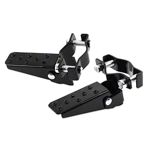 Beautyexpectly 2 Colors Retro Motorcycle Clamp-on Steel Axle Foldable Foot Step Pegs MTB BMX Bike Folding Pedal Footrest Footpeg for KTM Aprilla BMW Universal (Black)