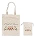 Juvale Maid of Honor Gift Set - 1 Cotton Canvas Tote Bag and 1 Drawstring Pouch for MOH, Gift Bags for Bridal Party, Bridal Shower Favors, Rustic Floral Design