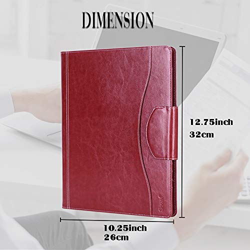 Portfolio Padfolio Case, Skycase Business Portfolio Folder, Resume/Conference/Legal Document Organizer with Letter/A4 Size Clipboard, Business Card Holders, Document Sleeve, Wine Red - Thumbnail 4