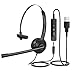 Mpow Single-Sided USB Headset with Microphone, Over-The-Head Computer Headphone for PC, 270 Degree Boom Mic for Right/Left Ear, Comfort-fit Call Center Headsets with in-Cord Volume Control