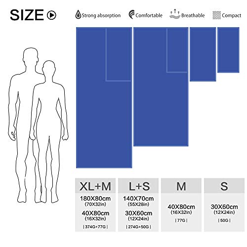 Bessport Microvezel handdoek/4 maten, absorberend, ultralicht, antibacterieel, sneldrogende sporthanddoeken… - Image 3