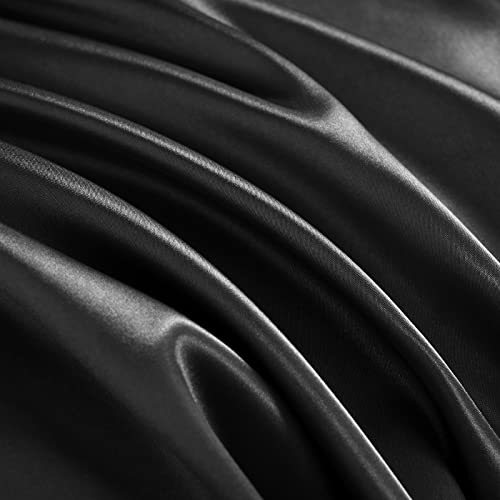 TREELY 2 Pack Satin Body Pillow Cover 20 x 54 Inches, Ultra Soft Long Black Pillow Shams Silky