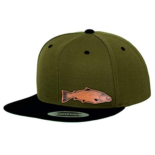 Angler Cap mit Echtleder Forelle Patch Fishing Angel Mütze Kappe