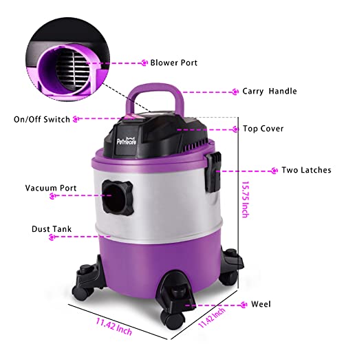 Petneces Wet and Dry Stick Vacuum Cleaner, 5.3 Gallon Handheld Hose Cat