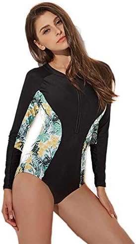 Rashguard Long Sleeve Zip UV Protection Printed Surfing Swimsuit for Women Swimwear Bathing Suits One Piece