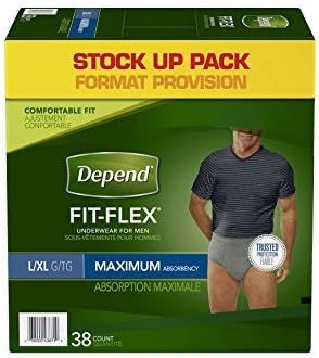 Depend FIT-FLEX Incontinence Underwear for Men, Maximum Absorbency, L/XL, Packaging May Vary - Pack of 2
