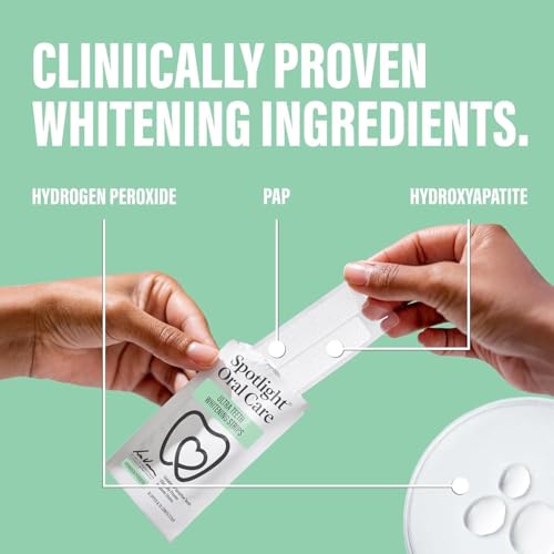Spotlight Oral Care Teeth Whitening Strips – 28 Strips + Toothpaste (14-Day Treatment),Ultra Whitening Strips, Sensitive Teeth & Enamel Safe, Made by Dentists Hydrogen Peroxide Teeth Brightening Kit