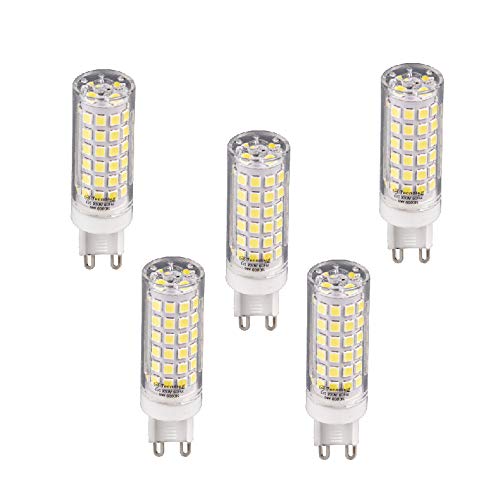 Pack of 5 G9 LED Bulbs 6000K Cool White 9W 720LM