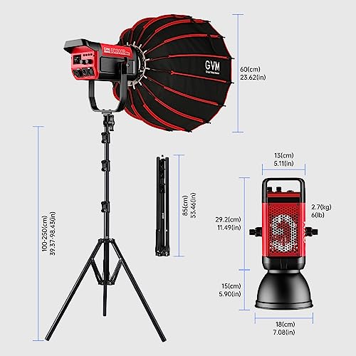 GVM 300W Bi-Color Video Lighting Kit with Softbox and Bowens CCT Stand 2700K~6800K CRI 97+ Continuous Lighting for Photography