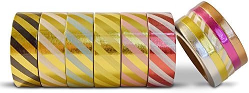 AIM HOBBIES Washi Masking Tape Set of 6 PLUS FREE BONUS TAPE (Foil 1)